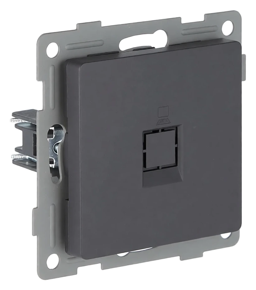 Розетка RJ45 (cat 5e) 1-я тёмн. серая Софт-тач